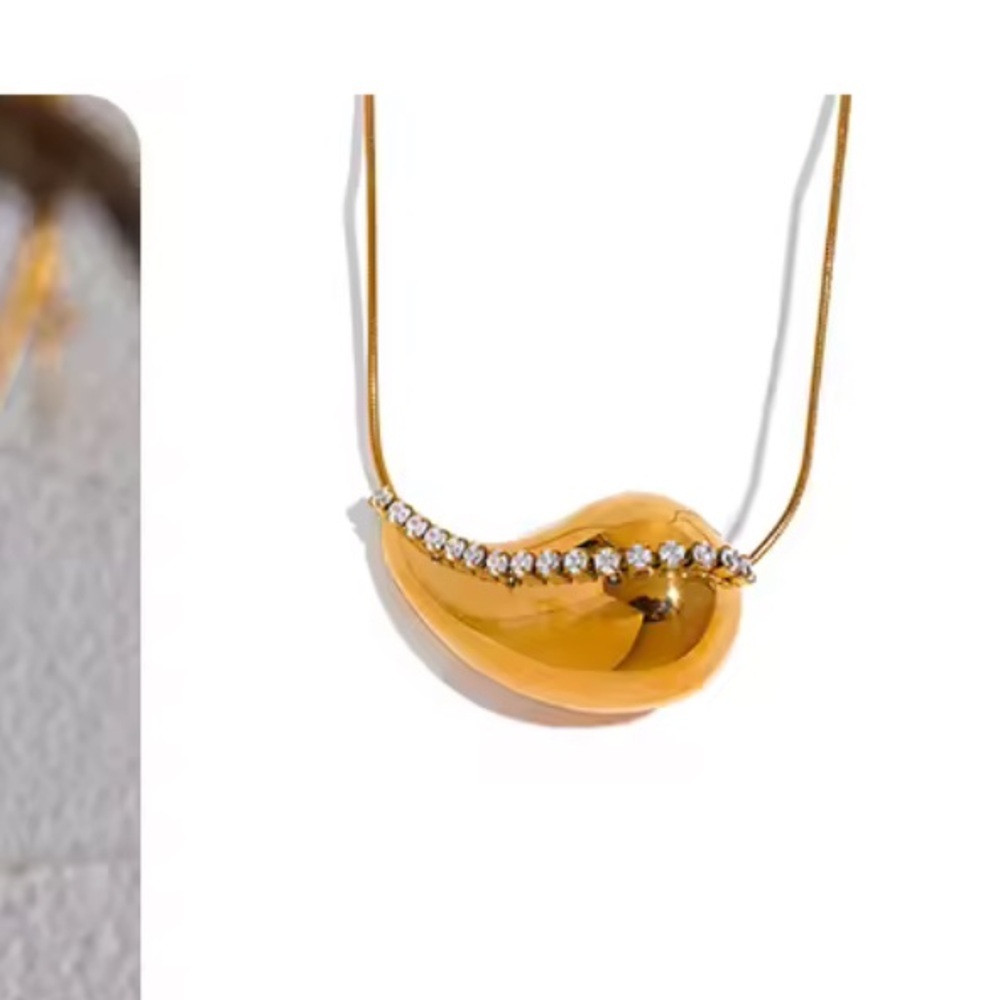PVD Real Gold Plated Modern Twist Necklace – Stainless Steel, Zircon Detail - Picture 8 of 13